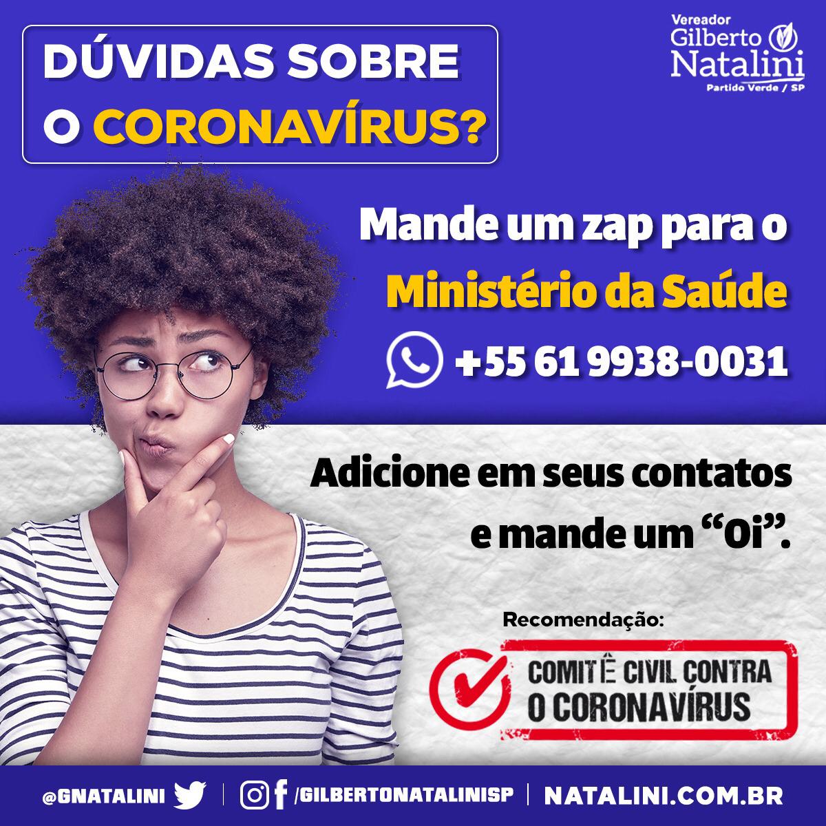 Banner: Whatsapp oficial sobre o #Coronavírus