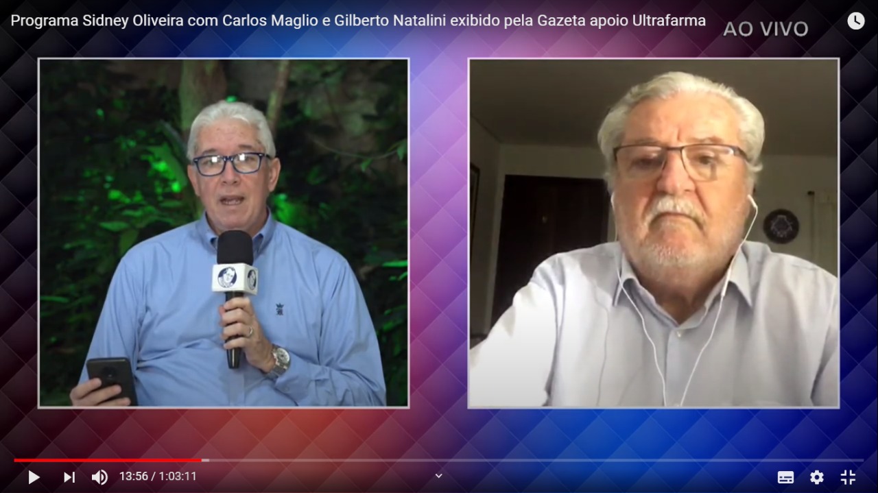 Programa Sidney Oliveira com Carlos Maglio e Gilberto Natalini exibido pela Gazeta apoio Ultrafarma